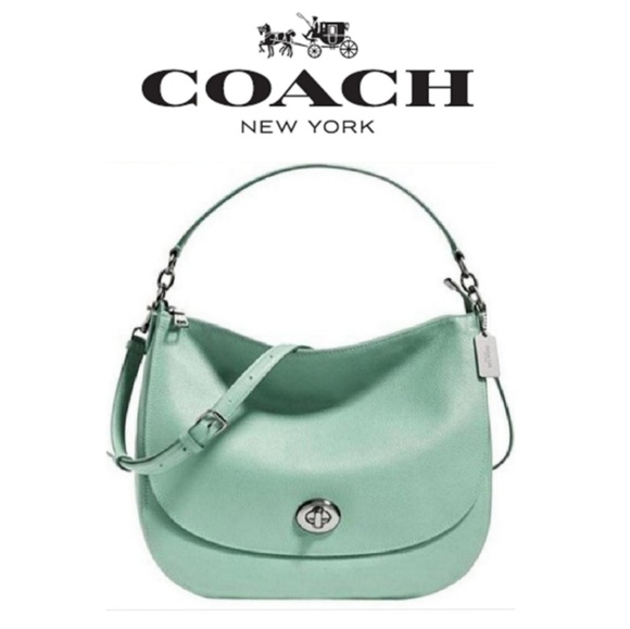 Coach Handbags - Women's Coach-Pebble Turnlock Hobo Bag-Mint Green